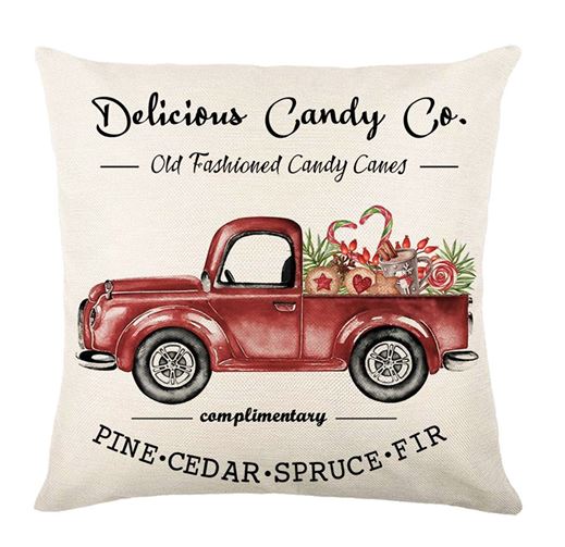 Red Truck Christmas Throw Pillow Family Christmas Pillow Family