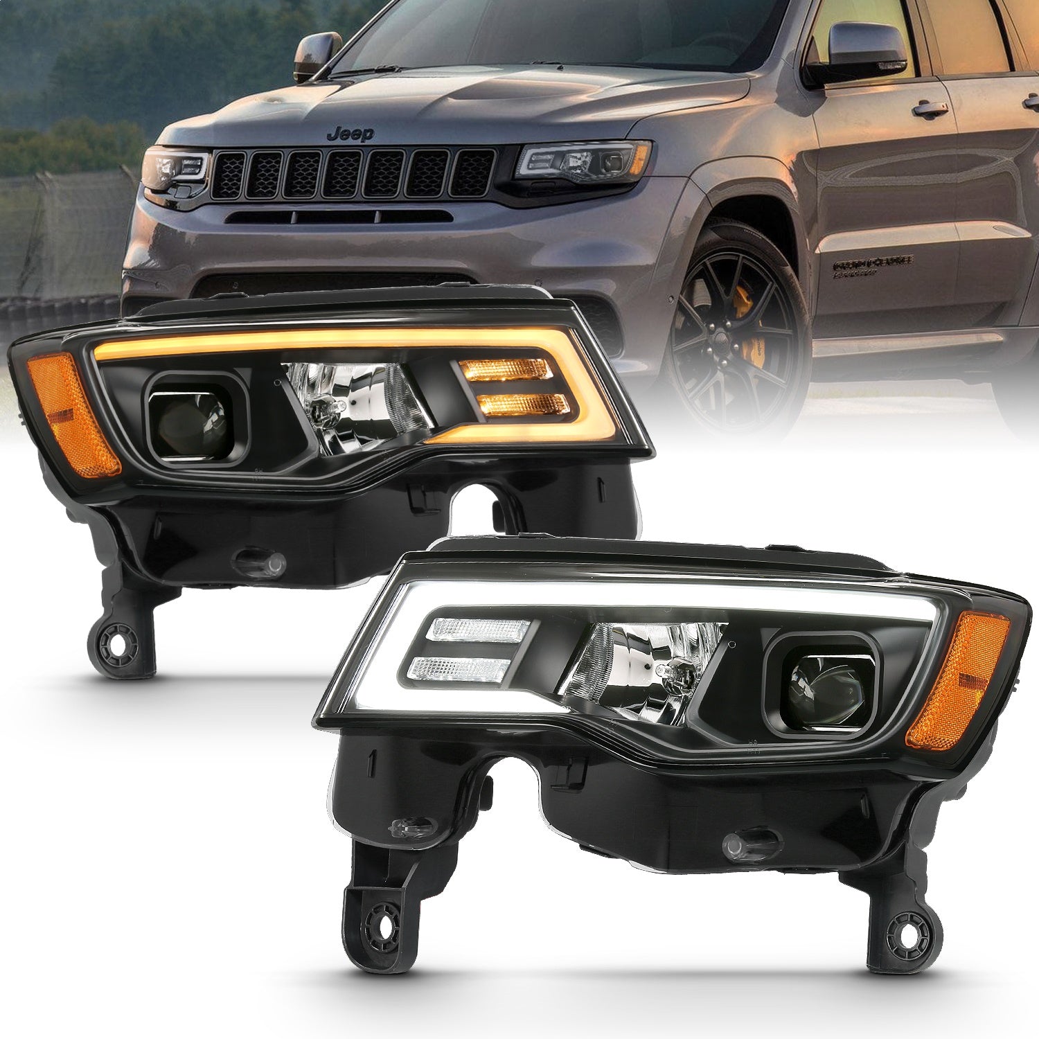 Anzo USA 111418 Projector Headlight Set Fits 17-18 Grand Cherokee (WK2)