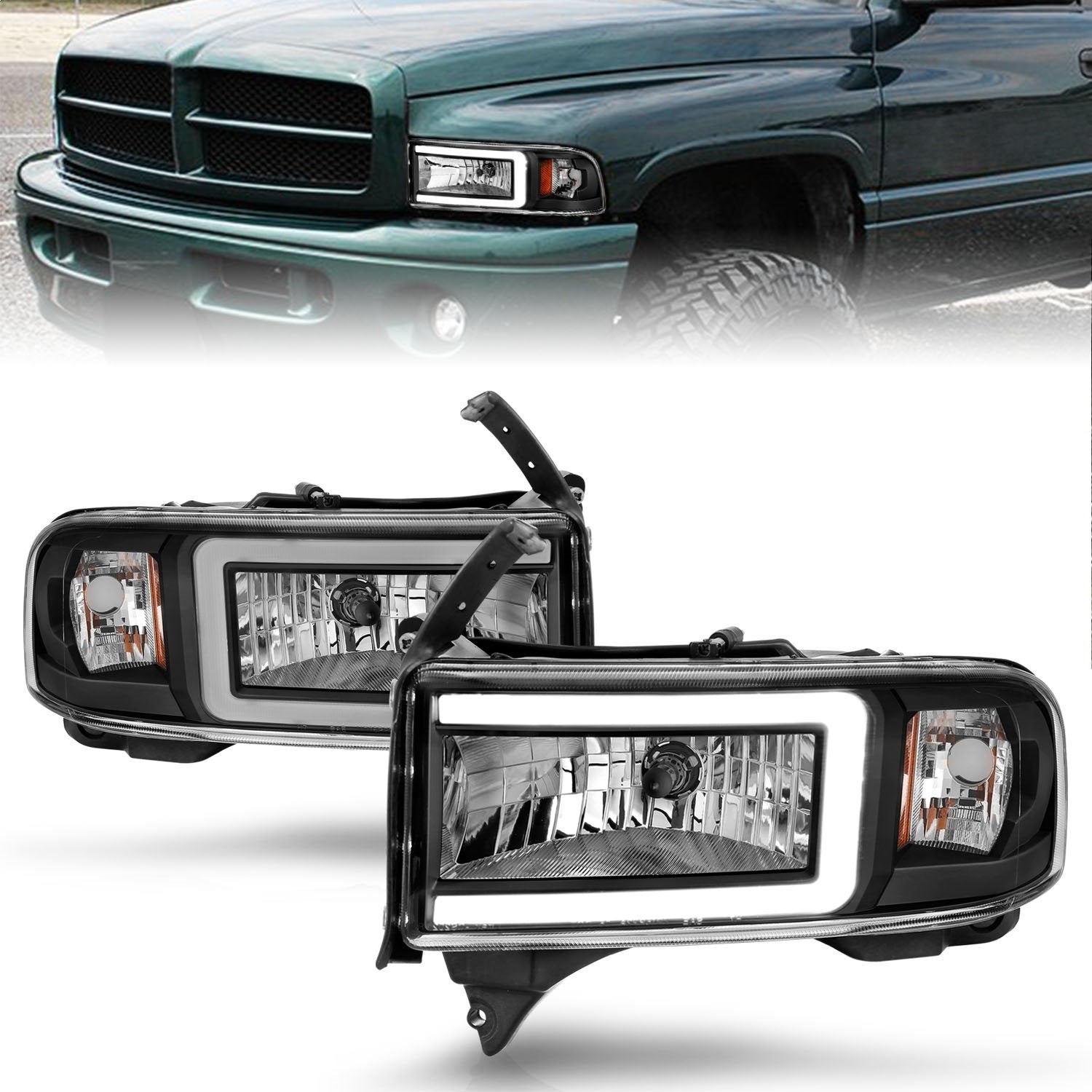 Anzo USA 111554 LED Crystal Headlight Fits 94-01 Ram 2500 Ram 3500