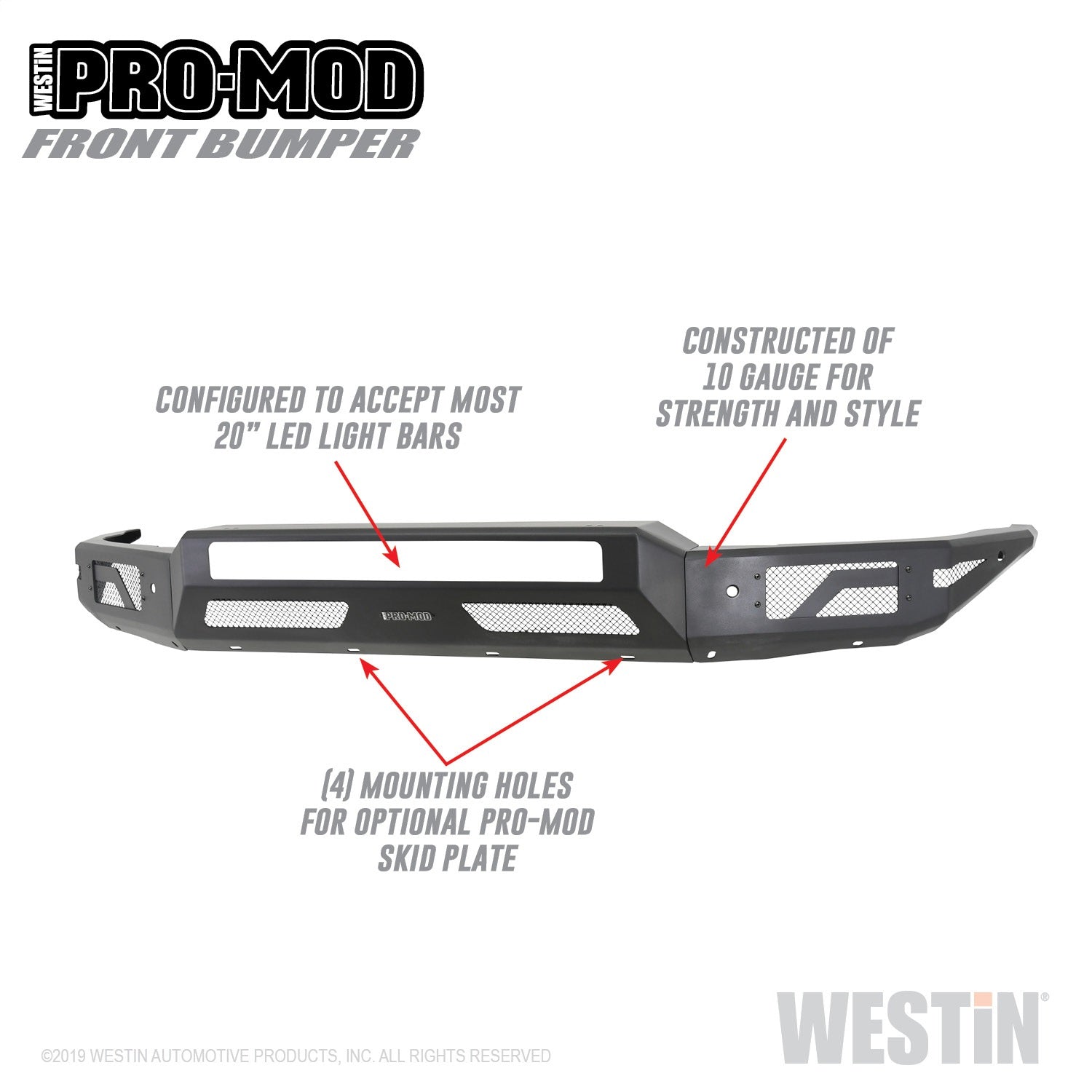 Westin 58-41165 Pro-Mod Front Bumper Fits Silverado 2500 HD Silverado 3500 HD