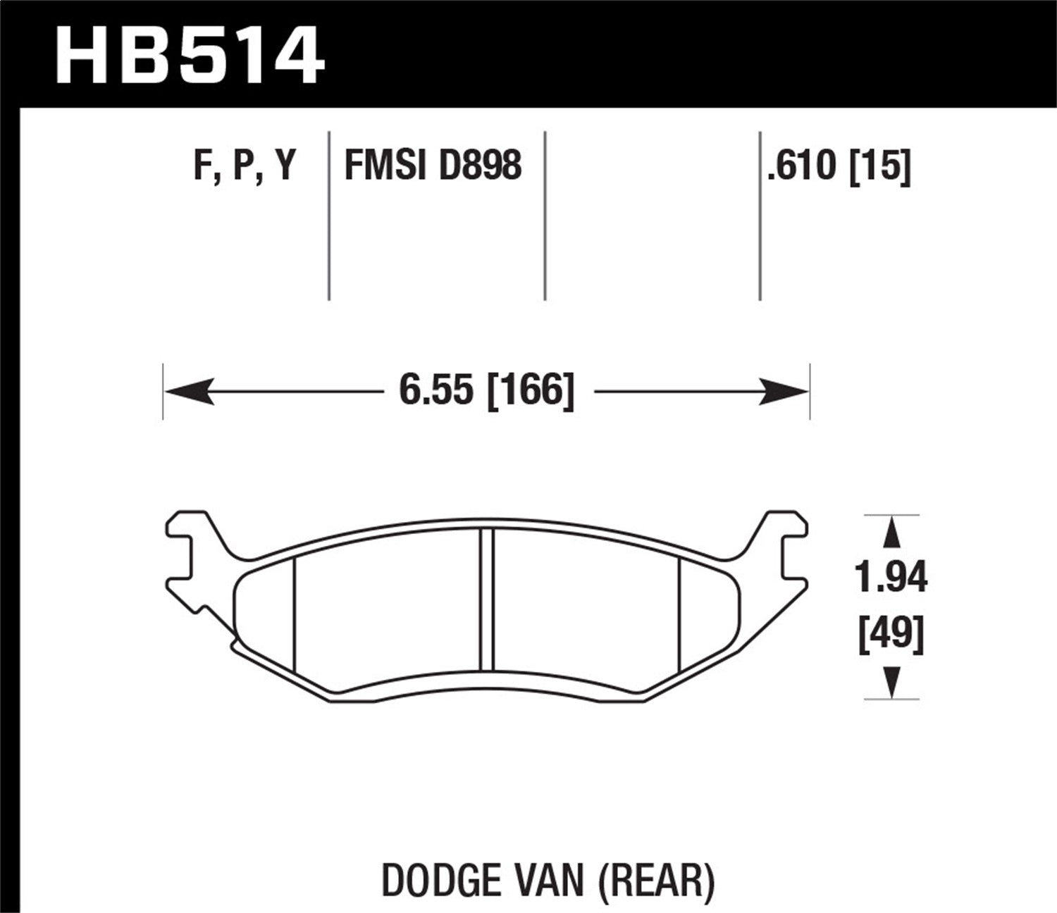 Hawk Performance HB514Y.610 LTS Disc Brake Pad Fits 03-07 Ram 1500 Ram 1500 Van