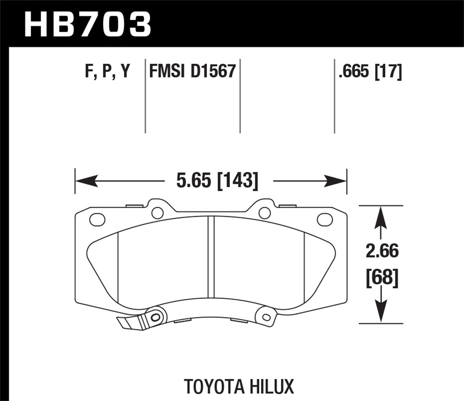 Hawk Performance HB703Y.665 LTS Disc Brake Pad Fits 05-13 Hilux