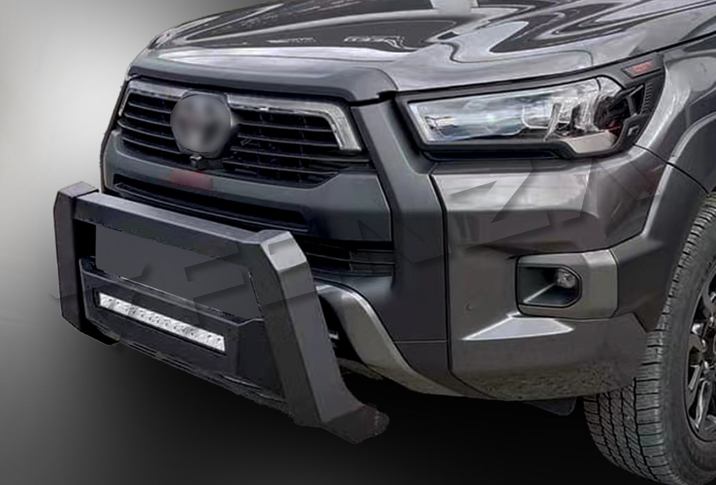 FENZA Modular Front Bumper Guard + Skid Plate & Led Lights for 21-24 Toyota Hilux