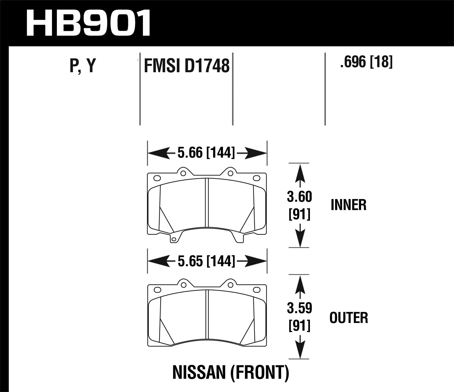 Hawk Performance HB901Y.696 LTS Disc Brake Pad Fits 15-16 Patrol (Australia)