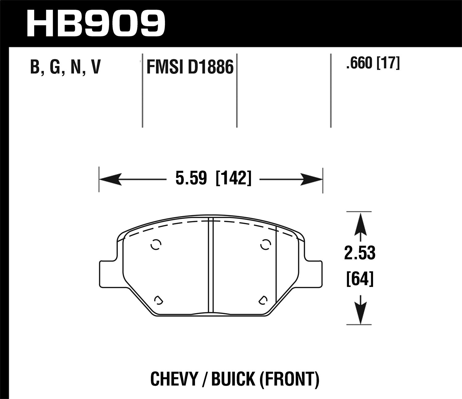 Hawk Performance HB909Y.660 LTS Disc Brake Pad Fits 18-19 Camaro Equinox XT4