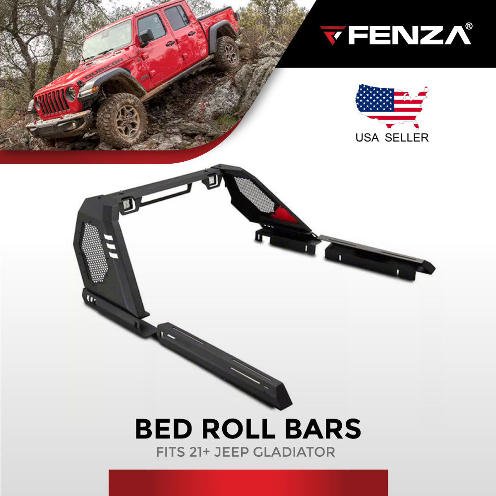 FENZA Off Road Roll Bars W/ Light Compatible With Jeep Gladiator 20-24