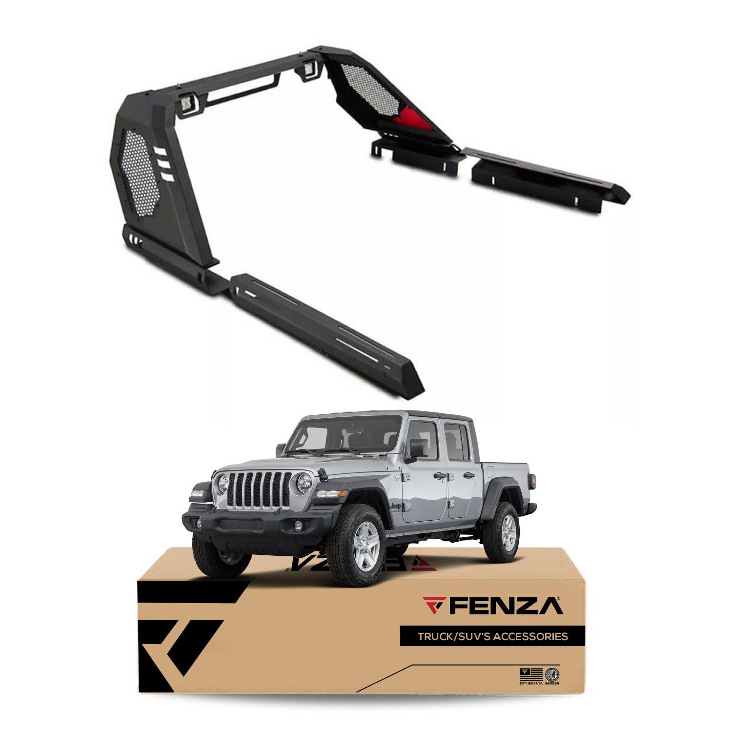 Off Road Roll Bars W/ Light Compatible With Jeep Gladiator 20-24