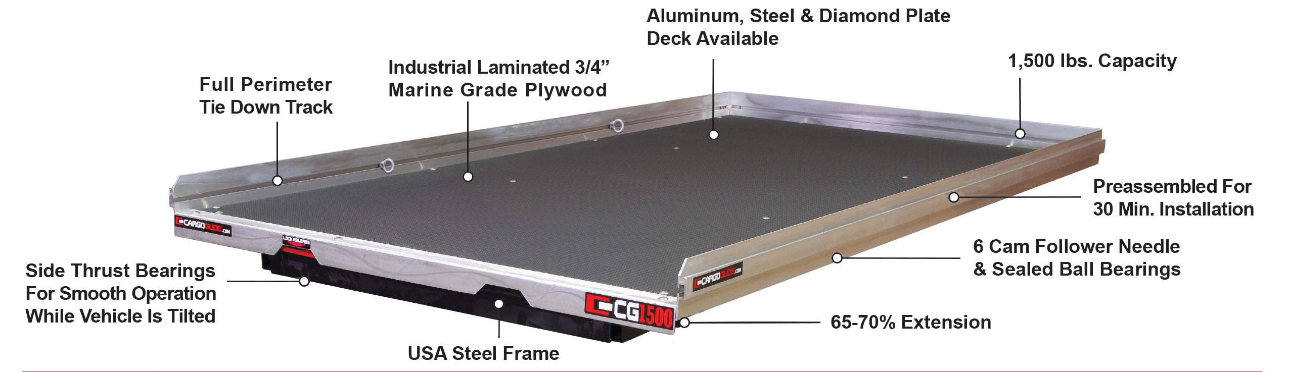 CargoGlide CG1500-8048, Slide Out Cargo Tray - 1500 lb capacity.